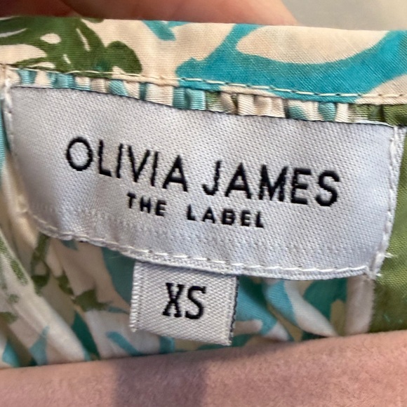 OLIVIA JAMES Green Penny Island Palm Patterned Midi Dress size XS - Picture 5 of 11